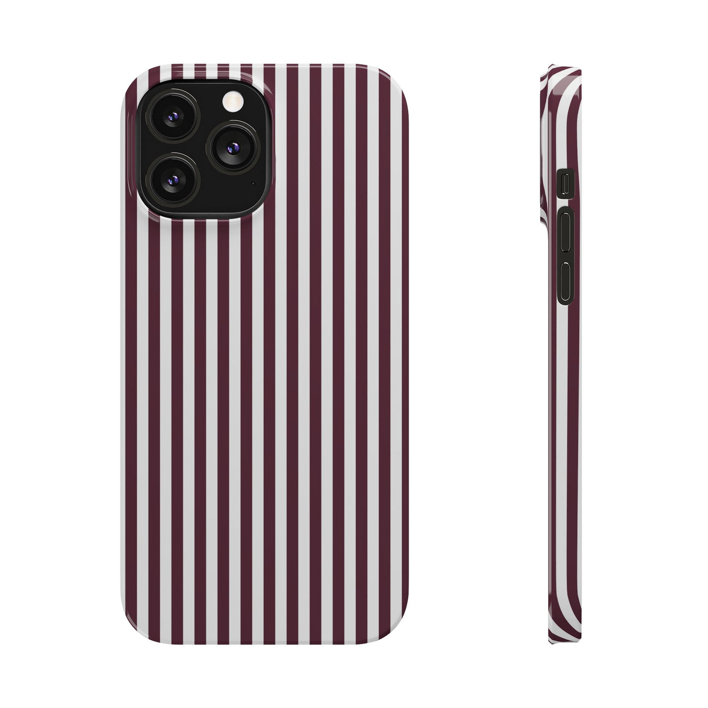Slim Burgundy Wine Striped Cute Phone Case for Iphone 16 - | iPhone 15 Pro Max Case | iPhone 14 Case Iphone 13 12 11 10 9 8 7 Gift for Her - Studio40ParkLane