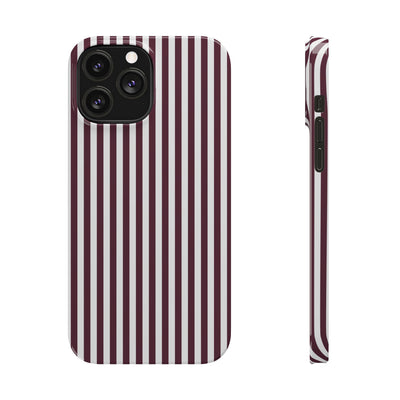 Slim Burgundy Wine Striped Cute Phone Case for Iphone 16 - | iPhone 15 Pro Max Case | iPhone 14 Case Iphone 13 12 11 10 9 8 7 Gift for Her - Studio40ParkLane