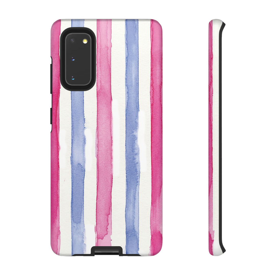 Tough Cute Pink Blue Stripes Phone Case, for IPhone 17 Pro Max | Iphone 17 Air, Iphone 16, IPhone 15, 14 13 12, Samsung Galaxy S26, S25, S24, S23 - Studio40ParkLane