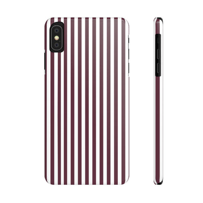 Slim Burgundy Wine Striped Cute Phone Case for Iphone 16 - | iPhone 15 Pro Max Case | iPhone 14 Case Iphone 13 12 11 10 9 8 7 Gift for Her - Studio40ParkLane