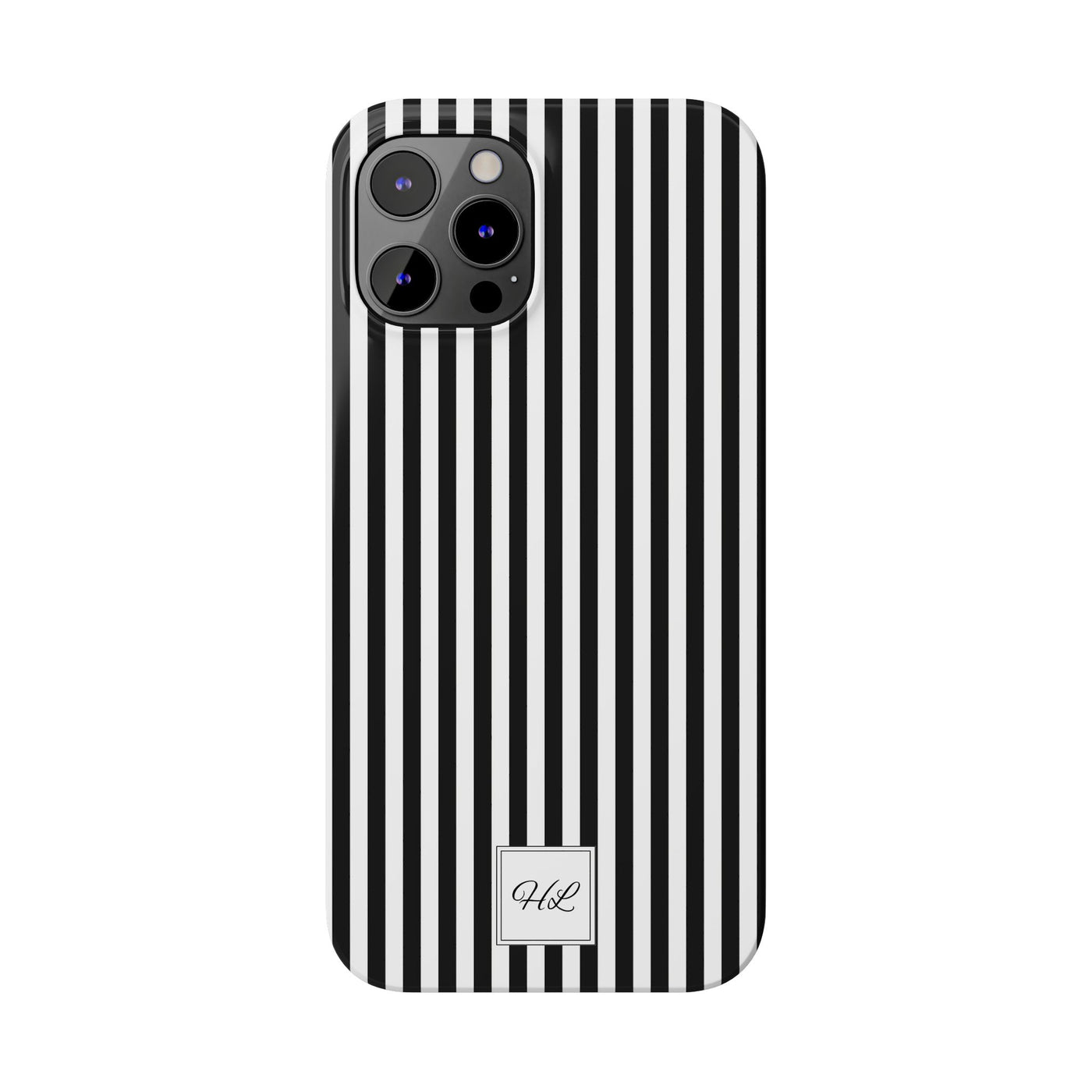 Slim Custom Personalized Black White Striped Phone Case for Iphone 16 - | iPhone 15 Pro Max Case | iPhone 14 Case Iphone 13 12 11 10 9 8 - Studio40ParkLane