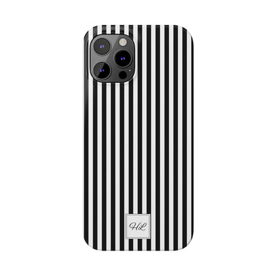 Slim Custom Personalized Black White Striped Phone Case for Iphone 16 - | iPhone 15 Pro Max Case | iPhone 14 Case Iphone 13 12 11 10 9 8 - Studio40ParkLane