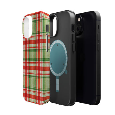Aesthetic Tough Magsafe Red Green Checkered Phone Case - For iPhone 17 Pro Max iPhone 16 Pro iPhone 15 Iphone 14 Plus 13 Pro 12 11 10 - Studio40ParkLane