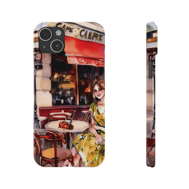 Slim Cute Phone Cases for Iphone - | iPhone 15 Case | iPhone 15 Pro Max Case, Iphone 14 Case, Iphone 14 Pro Max, Iphone 13, Paris Cafe Coffee Croissant - Studio40ParkLane