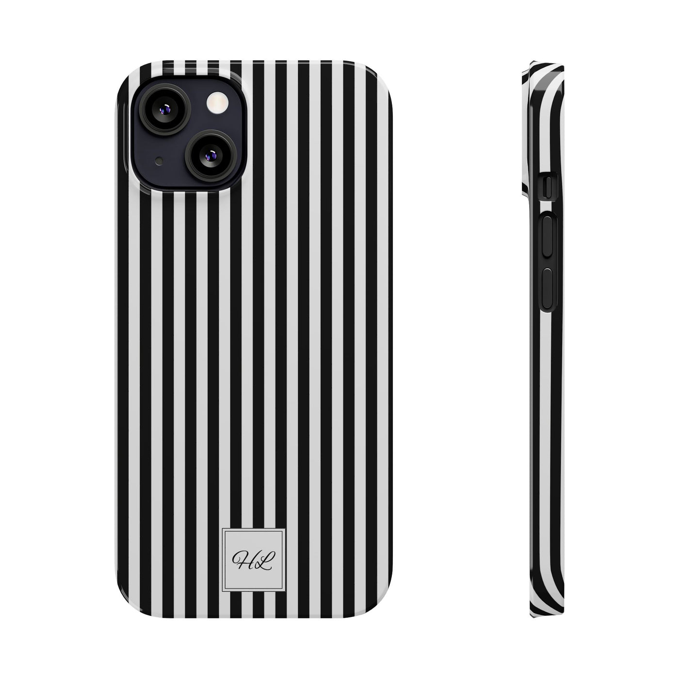 Slim Custom Personalized Black White Striped Phone Case for Iphone 16 - | iPhone 15 Pro Max Case | iPhone 14 Case Iphone 13 12 11 10 9 8 - Studio40ParkLane