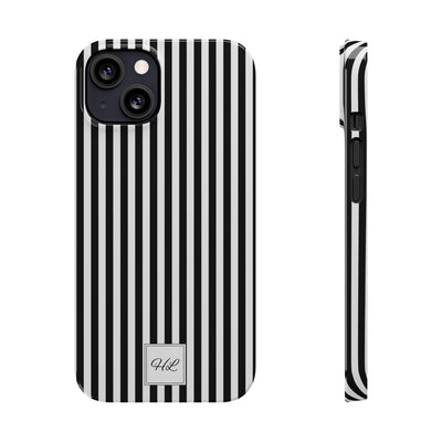 Slim Custom Personalized Black White Striped Phone Case for Iphone 16 - | iPhone 15 Pro Max Case | iPhone 14 Case Iphone 13 12 11 10 9 8 - Studio40ParkLane