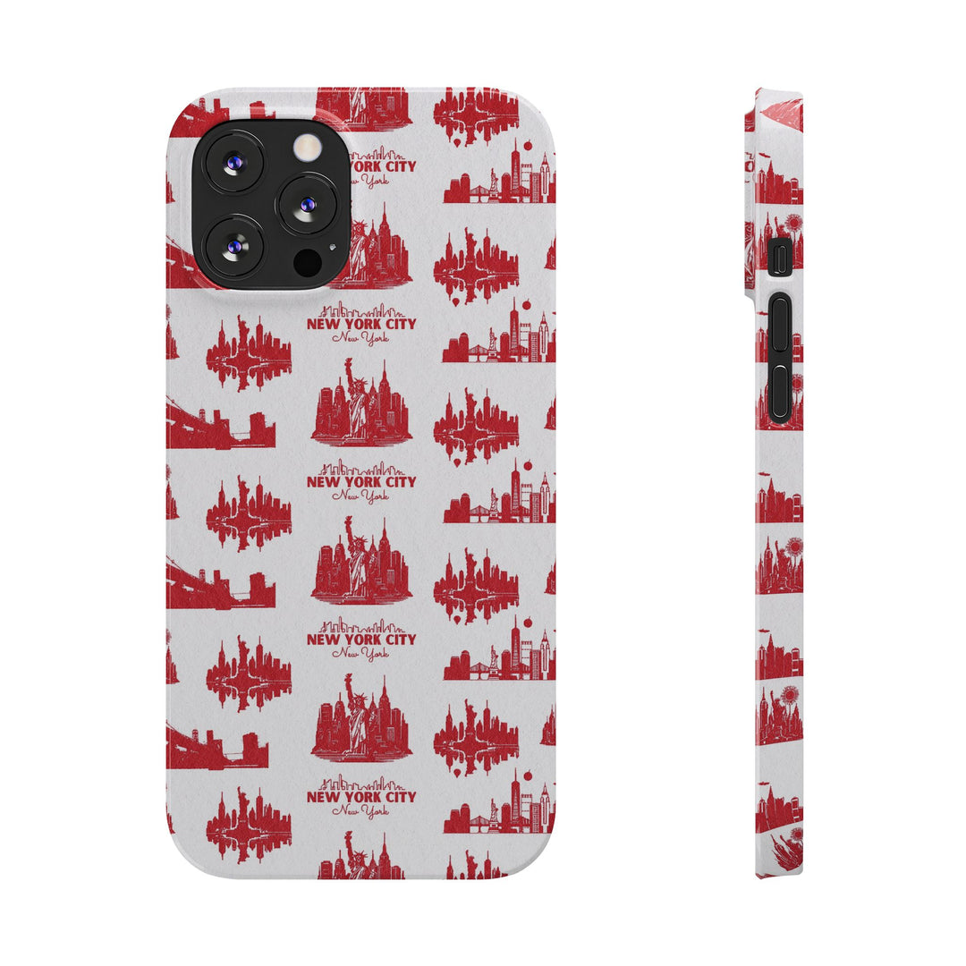 Slim New York Skyline Red Collage Coquette Gift for Her Cute Phone Cases for Iphone 16 Pro Max | iPhone 15 Case | iPhone 15 Pro Max Case, Iphone 14, Iphone 14 Pro Max, Iphone 13 12 11 8 7 - Studio40ParkLane