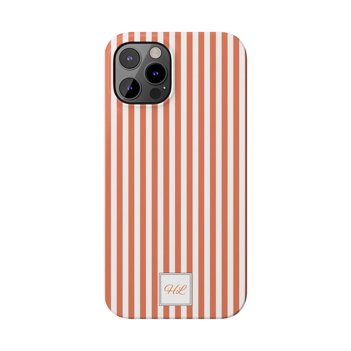 Slim Custom Personalized Winter Peach Striped Phone Case for Iphone 17 - | iPhone 16 Pro Max Case | iPhone 15 Case Iphone 14 13 12 11 10 9 8 - Studio40ParkLane