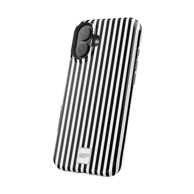 Custom Personalized Black White Striped Magsafe Phone Case for Iphone 17 - | iPhone 16 Pro Max Case | iPhone 15 Case Iphone 14 13 12 11 10 - Studio40ParkLane