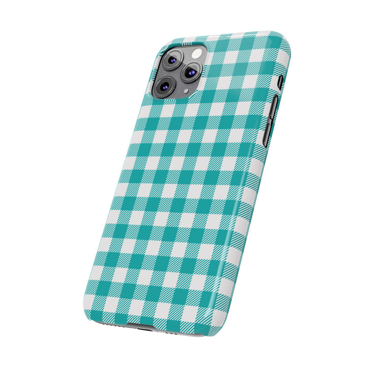 Slim Turquoise Gingham Gift for Her Cute Phone Cases for Iphone 16 Pro Max | iPhone 15 Case | iPhone 15 Pro Max Case, Iphone 14, 13, 12, 11, 10, 8, 7 - Studio40ParkLane