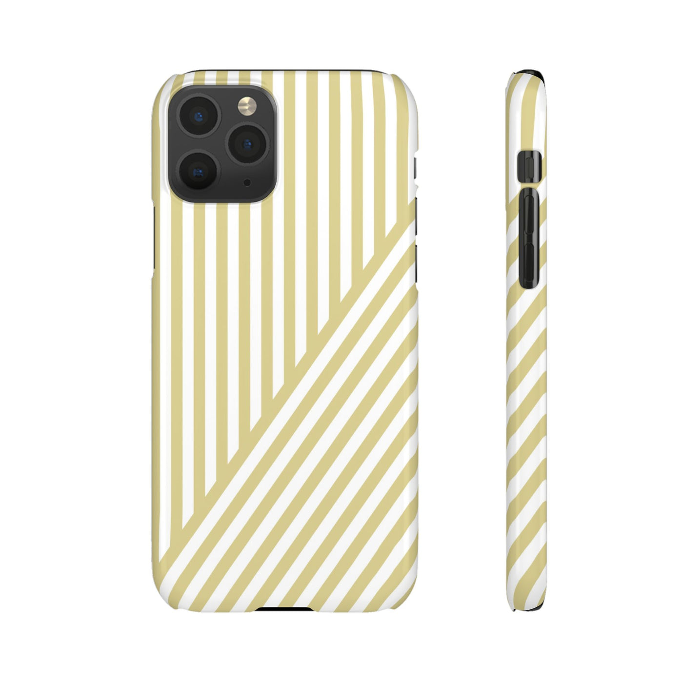 Aesthetic Yellow Beige Stripes Cute Phone Case Sleek Snap - For iPhone 17 Pro Max iPhone 16 Pro iPhone 15 Iphone 14 Plus 13 Pro 12 11 10 Gift