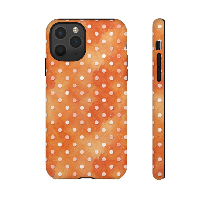 Aesthetic Tough Orange Polka Dots Watercolor Phone Case - For iPhone 17 Pro Max iPhone 16 Pro iPhone 15 Iphone 14 Plus 13 Pro 12 11 10 XR - Studio40ParkLane