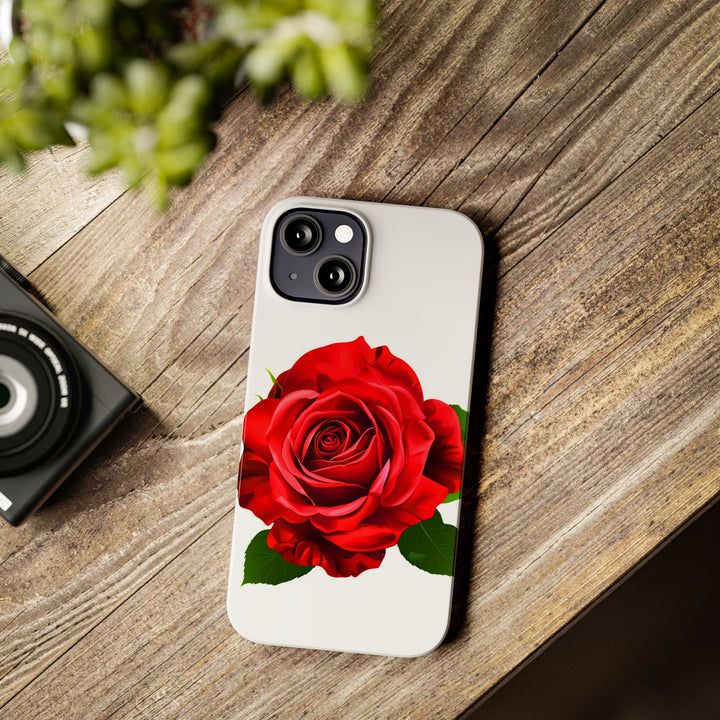 Slim Red Rose Flowers Gift for Her Cute Phone Cases for Iphone 16 Pro Max | iPhone 15 Case | iPhone 15 Pro Max Case, Iphone 14, Iphone 14 Pro Max, Iphone 13 12 11 8 7 - Studio40ParkLane