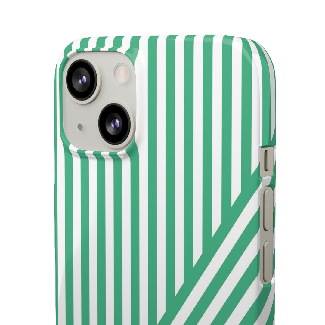 Aesthetic Emerald Stripes Cute Phone Case Sleek Snap - For iPhone 17 Pro Max iPhone 16 Pro iPhone 15 Iphone 14 Plus 13 Pro 12 11 10 Gift