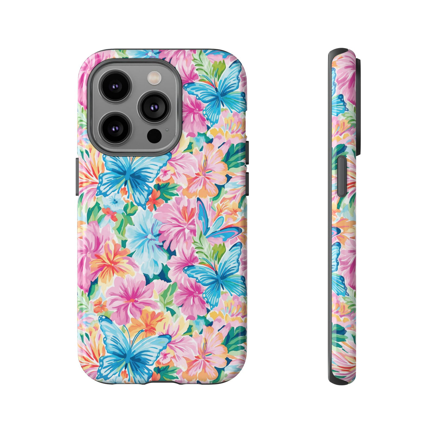 Premium Tough Butterflies Flowers Cute Phone Cases for Samsung S24, S23, S22, S21, S20, Plus and Ultra, Iphone 16 Pro Max,15, 14, 13, 12, 11, 10