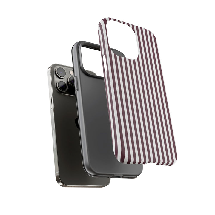 Tough Premium Burgundy Stripes Phone Case Gift for Her - For Apple iPhone 16 Pro Max 16e iPhone 15 Pro iPhone Iphone 14 Plus 13 Pro 12 SE XR - Studio40ParkLane