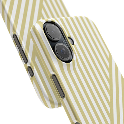 Aesthetic Yellow Beige Stripes Cute Phone Case Sleek Snap - For iPhone 17 Pro Max iPhone 16 Pro iPhone 15 Iphone 14 Plus 13 Pro 12 11 10 Gift