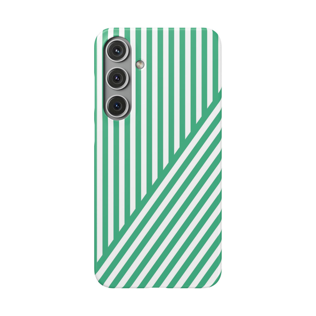 Aesthetic Emerald Stripes Cute Phone Case Sleek Snap - For iPhone 17 Pro Max iPhone 16 Pro iPhone 15 Iphone 14 Plus 13 Pro 12 11 10 Gift