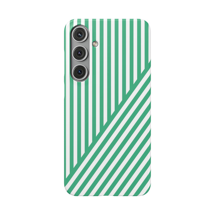 Aesthetic Emerald Stripes Cute Phone Case Sleek Snap - For iPhone 17 Pro Max iPhone 16 Pro iPhone 15 Iphone 14 Plus 13 Pro 12 11 10 Gift