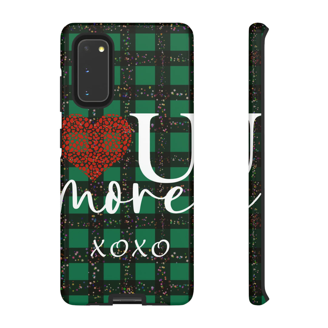 Cute Samsung Phone Cases, Designer Samsung Galaxy S23 Phone Case, Samsung S22 Case, Samsung S21 Case, Samsung S20 Case, Green Plaid Love You - Studio40ParkLane