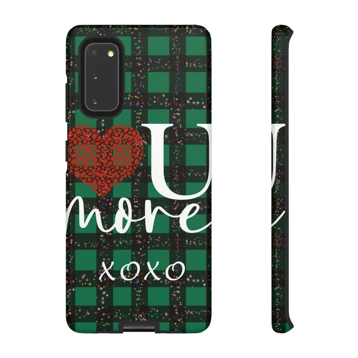 Cute Samsung Phone Cases, Designer Samsung Galaxy S23 Phone Case, Samsung S22 Case, Samsung S21 Case, Samsung S20 Case, Green Plaid Love You - Studio40ParkLane