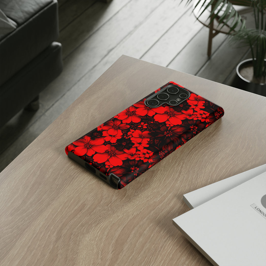 Cute Samsung Phone Case | Aesthetic Samsung Phone Case | Galaxy S23, S22, S21, S20 | Red Black Flowers, Protective Phone Case - Studio40ParkLane