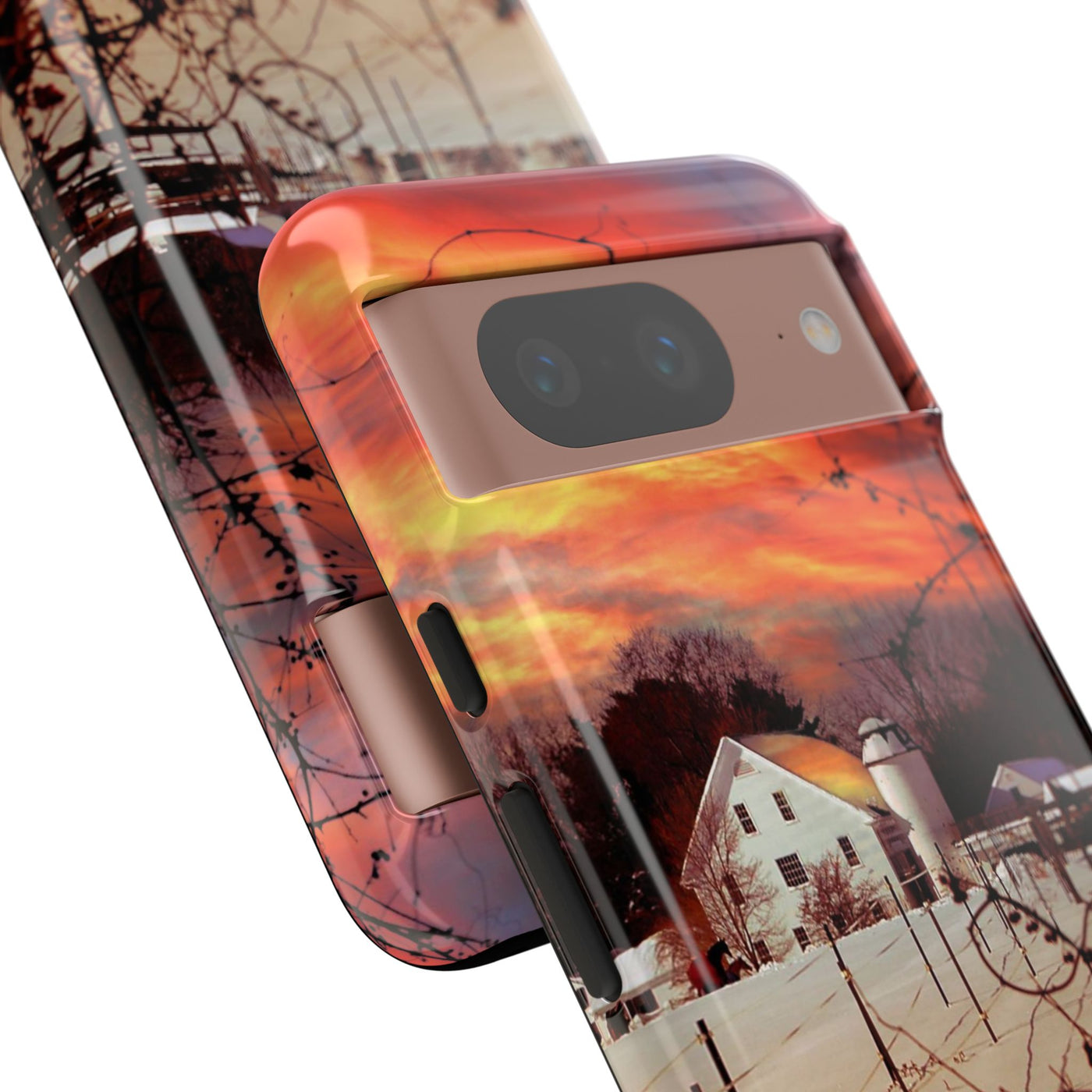 Impact Resistant, Winter Sunset Cute Phone Cases for Samsung S24, S23, S22, S21, IPhone 15 pro Iphone 14 pro Iphone 13 IPhone 12 Iphone 11