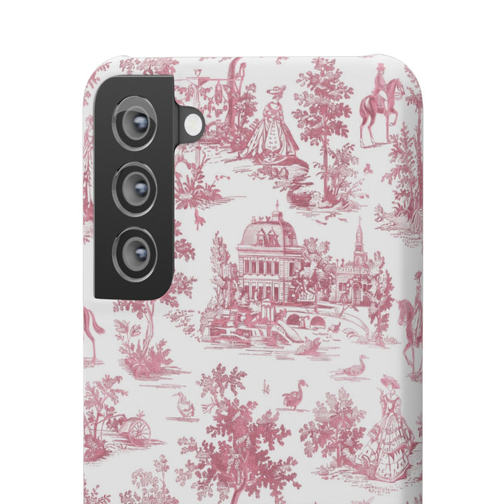 Sleek Snap Pink French Toile Cute Phone Case for iPhone 16 15 14 13 12 11 X Xs Max Xr Pro Plus Samsung Galaxy S24 S23 S22 S21 S20 Note Ultra