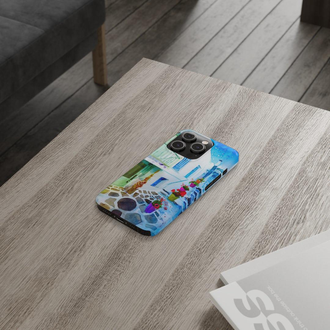 Slim Cute Phone Cases for Iphone | iPhone 15 Case | iPhone 15 Pro Max Case, Iphone 14, Iphone 14 Pro Max, Iphone 13, Colorful Greek Alley Watercolor - Studio40ParkLane