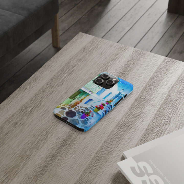 Slim Cute Phone Cases for Iphone | iPhone 15 Case | iPhone 15 Pro Max Case, Iphone 14, Iphone 14 Pro Max, Iphone 13, Colorful Greek Alley Watercolor - Studio40ParkLane