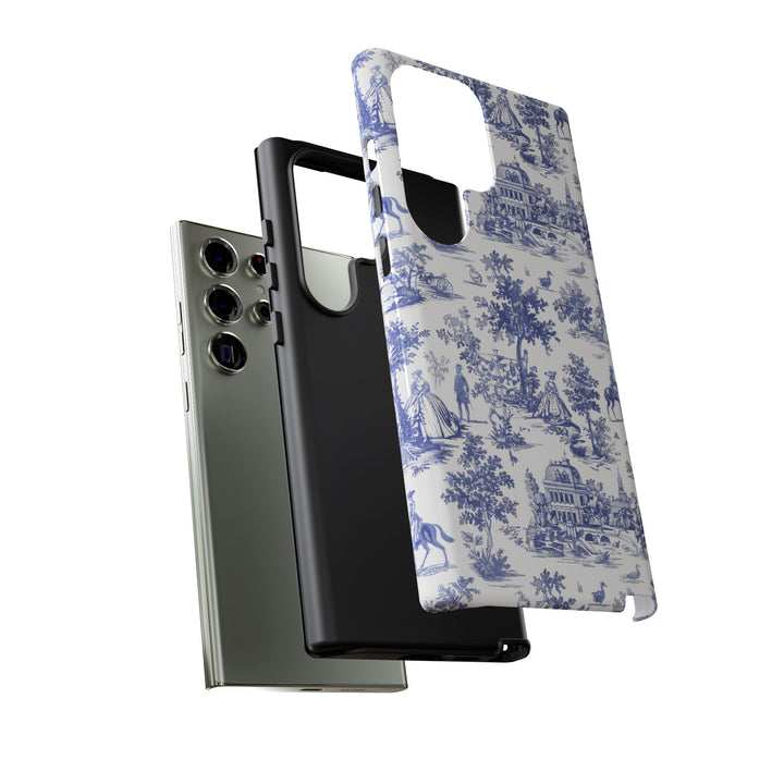 French Toile Blue Coquette Tough Phone Case - For iPhone 17 Pro Max iPhone 16 Pro Case iPhone Iphone 15 Case 14 13 12 11 Cute Phone Case - Studio40ParkLane