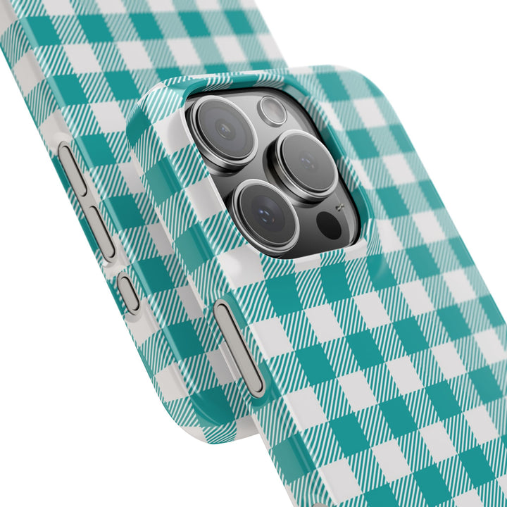Slim Turquoise Gingham Gift for Her Cute Phone Cases for Iphone 16 Pro Max | iPhone 15 Case | iPhone 15 Pro Max Case, Iphone 14, 13, 12, 11, 10, 8, 7 - Studio40ParkLane