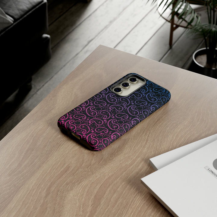 Cool Phone Case | Aesthetic Phone Case | Paisley Blue Pink Black | For Samsung Galaxy S23, S22, S21, S20 | Luxury Double Layer | Cute - Studio40ParkLane