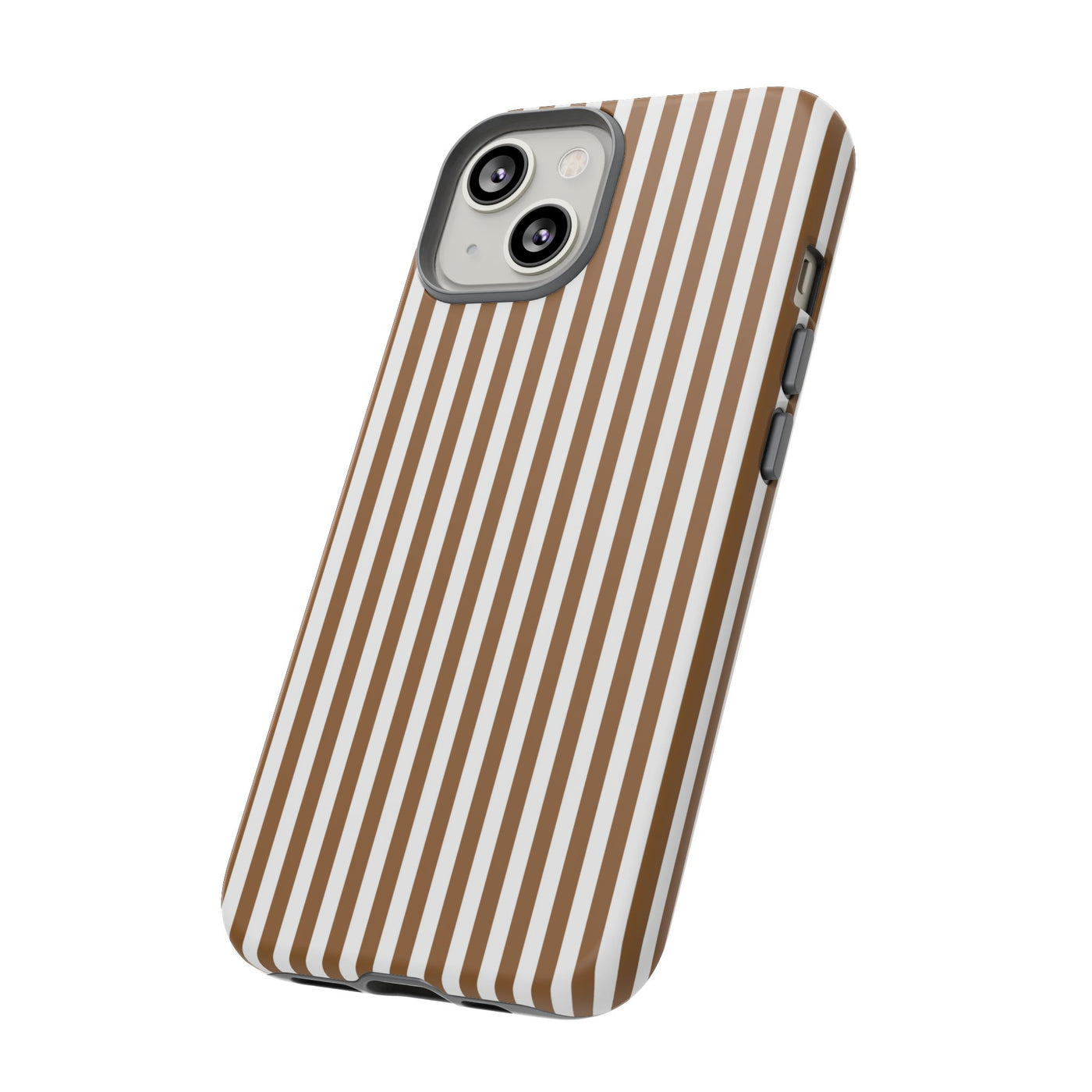 Tough Premium Mocca Brown Stripes Phone Case Gift for Her - For Apple iPhone 16 Pro Max 16e iPhone 15 Pro iPhone Iphone 14 Plus 13 Pro 12 SE XR - Studio40ParkLane
