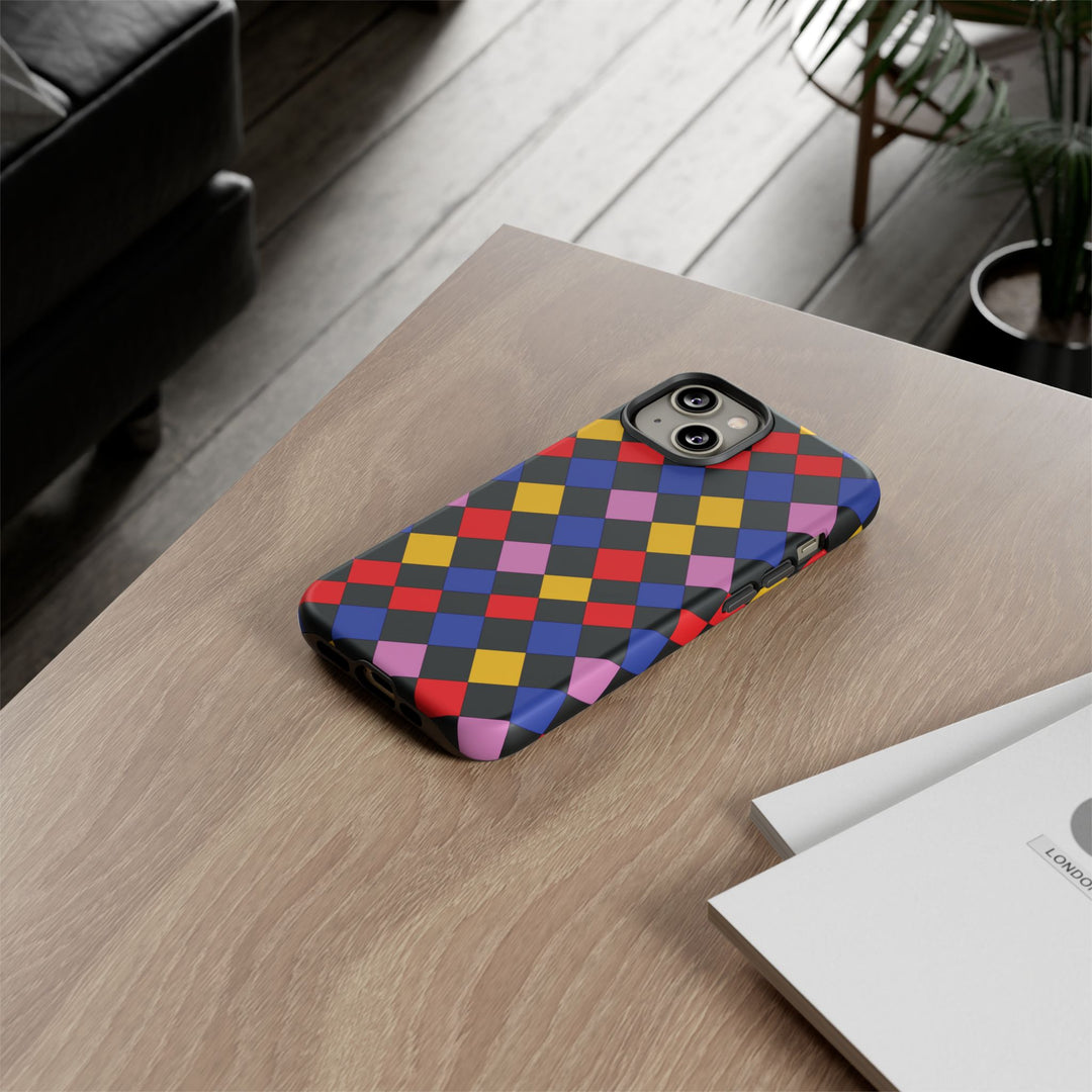 Aesthetic Tough Colorful Checkerboard Phone Case Premium - For iPhone 17 Pro Max iPhone 16 Pro iPhone 15 Iphone 14 Plus 13 Pro 12 11 10 XR - Studio40ParkLane