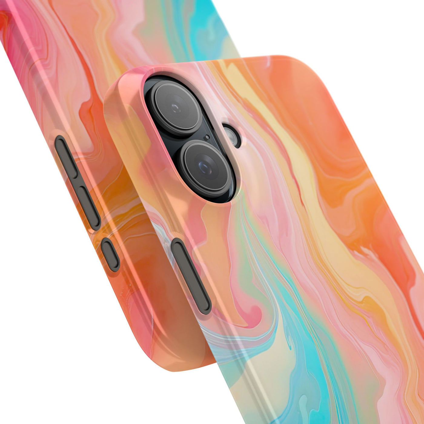 Slim Blue Pink Orange Marbled Cute Phone Cases for Iphone 16 Pro Max | iPhone 15 Case | iPhone 15 Pro Max Case, Iphone 14, Iphone 14 Pro Max, Iphone 13 12 11 8 7