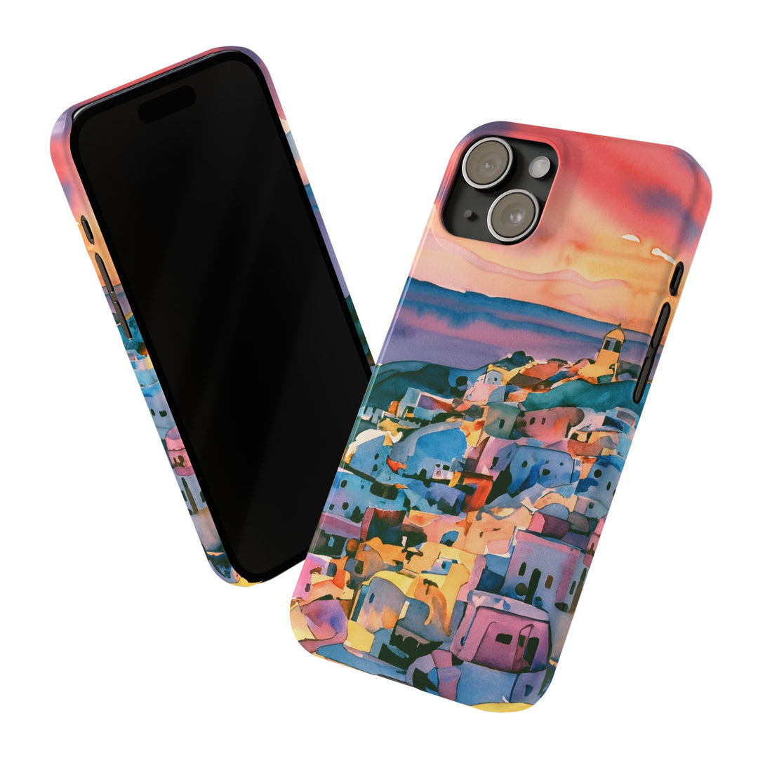 Slim Cute Phone Cases for Iphone | iPhone 15 Case | iPhone 15 Pro Max Case, Iphone 14, Iphone 14 Pro Max, Iphone 13, Colorful Greek House Watercolor - Studio40ParkLane