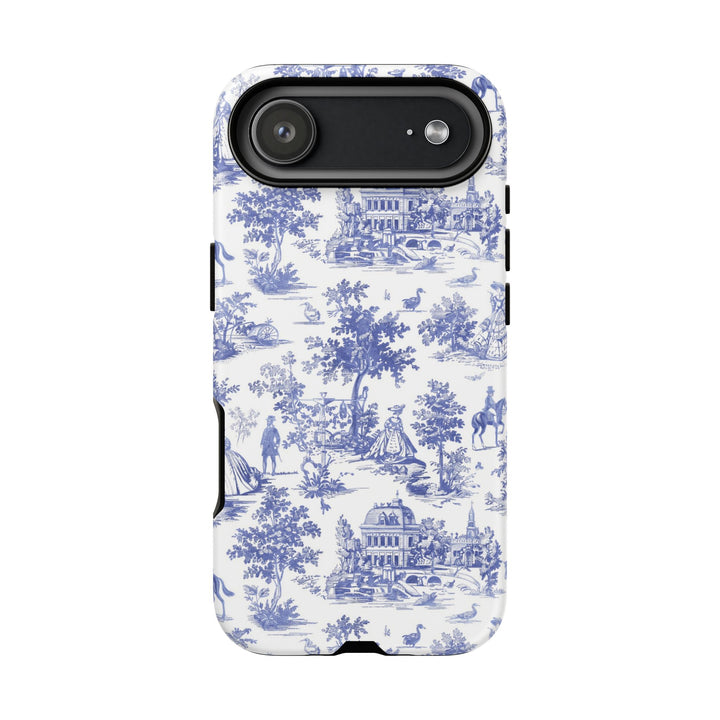 French Toile Blue Coquette Tough Phone Case - For iPhone 17 Pro Max iPhone 16 Pro Case iPhone Iphone 15 Case 14 13 12 11 Cute Phone Case - Studio40ParkLane