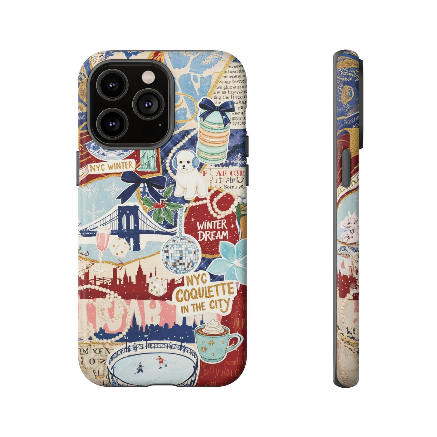New York Winter Coquette Collage Tough Premium Phone Case - For iPhone 17 Pro Max iPhone 16 Pro iPhone 15 Iphone 14 Plus 13 Pro 12 11 10 XR
