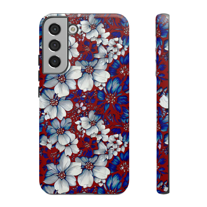 Cute Samsung Phone Case | Aesthetic Samsung Phone Case | Galaxy S23, S22, S21, S20 | Red Blue Flowers, Protective Phone Case - Studio40ParkLane