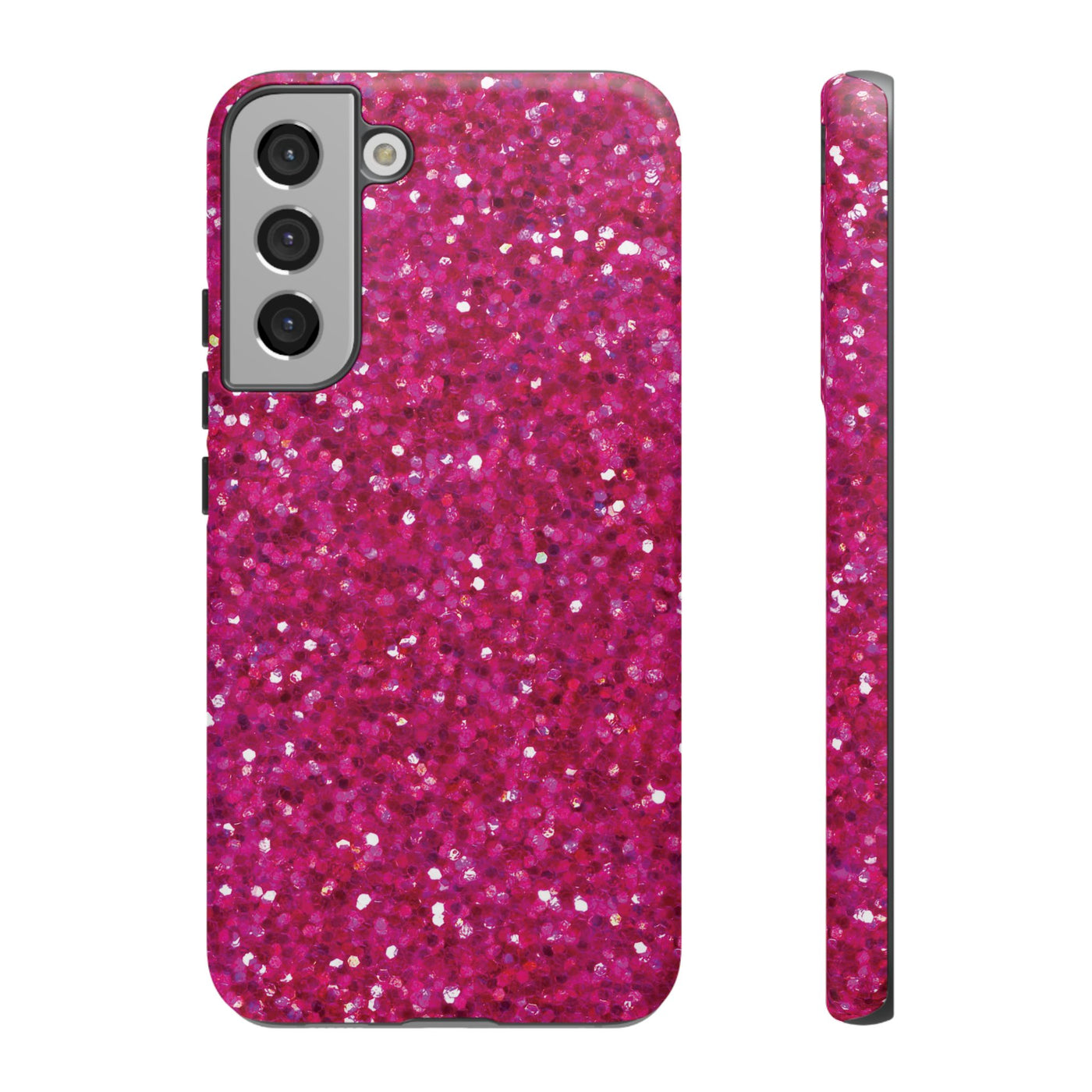 Faux Muted Pink Play on Glitter Effect Cute Phone Case, for IPhone 16 pro Max | Iphone 15, Iphone 14, IPhone 13 Case, 11 8 7, Samsung Galaxy S24, S23, S22, S21, 2 Layer Protection