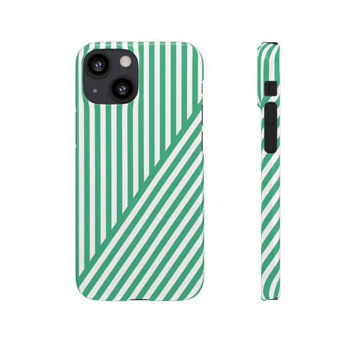 Aesthetic Emerald Stripes Cute Phone Case Sleek Snap - For iPhone 17 Pro Max iPhone 16 Pro iPhone 15 Iphone 14 Plus 13 Pro 12 11 10 Gift