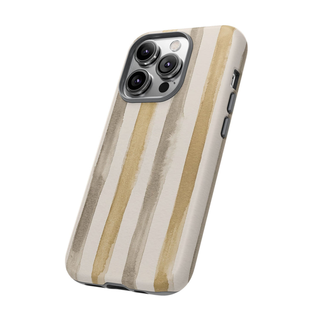 Tough Cute Brown Beige Stripes Phone Case, for IPhone 17 Pro Max | Iphone 17 Air, Iphone 16, IPhone 15, 14 13 12, Samsung Galaxy S26, S25, S24, S23 - Studio40ParkLane
