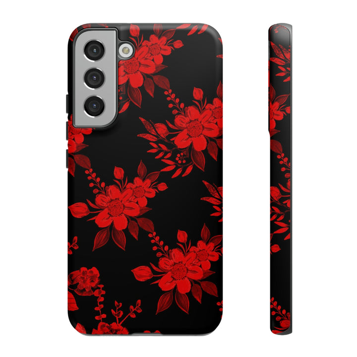 Cute Samsung Phone Case | Aesthetic Samsung Phone Case | Galaxy S23, S22, S21, S20 | Red Black Flowers, Protective Phone Case - Studio40ParkLane