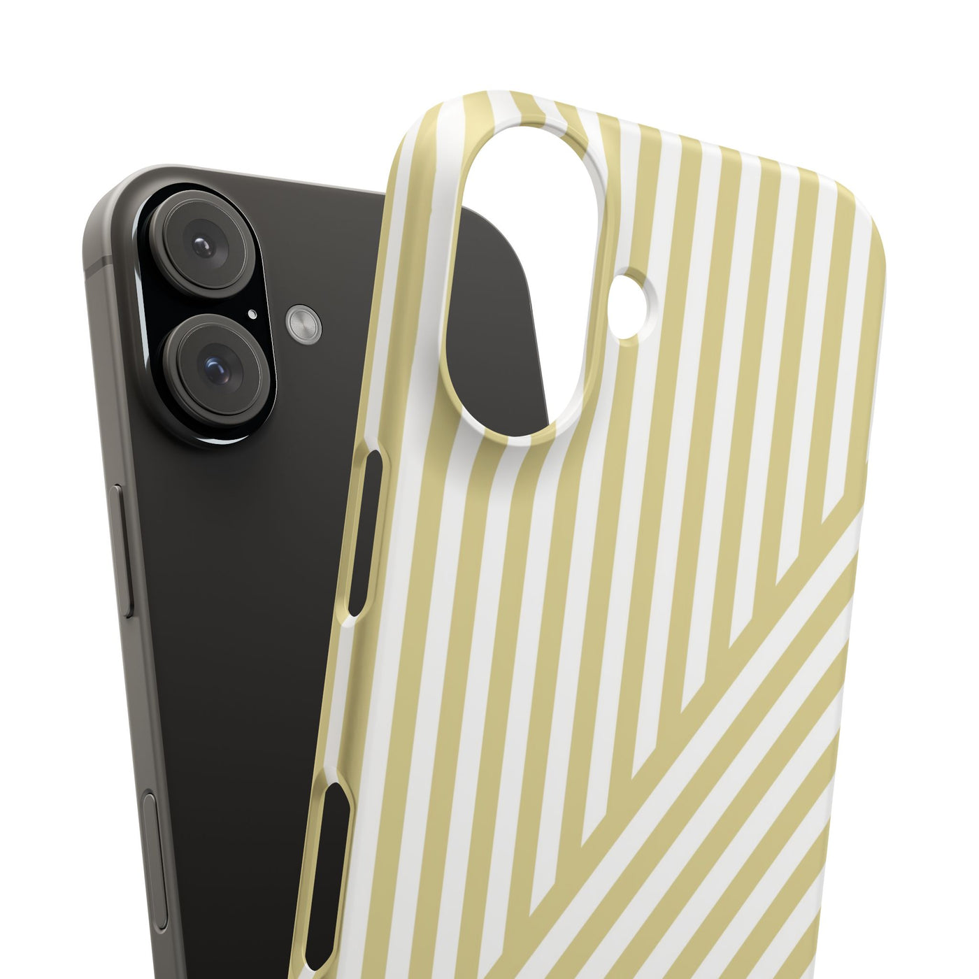 Aesthetic Yellow Beige Stripes Cute Phone Case Sleek Snap - For iPhone 17 Pro Max iPhone 16 Pro iPhone 15 Iphone 14 Plus 13 Pro 12 11 10 Gift