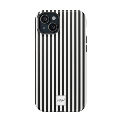 Custom Personalized Black White Striped Magsafe Phone Case for Iphone 17 - | iPhone 16 Pro Max Case | iPhone 15 Case Iphone 14 13 12 11 10 - Studio40ParkLane