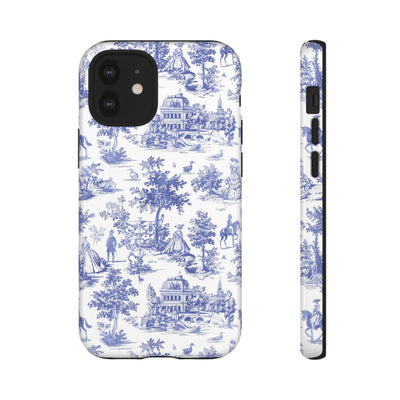 Premium Tough Blue French Toile Gift for Her Cute Phone Cases for Samsung and Iphone, 16, 15, 14, S24, S23, S22, S21, S20, Plus, Ultra, Pro