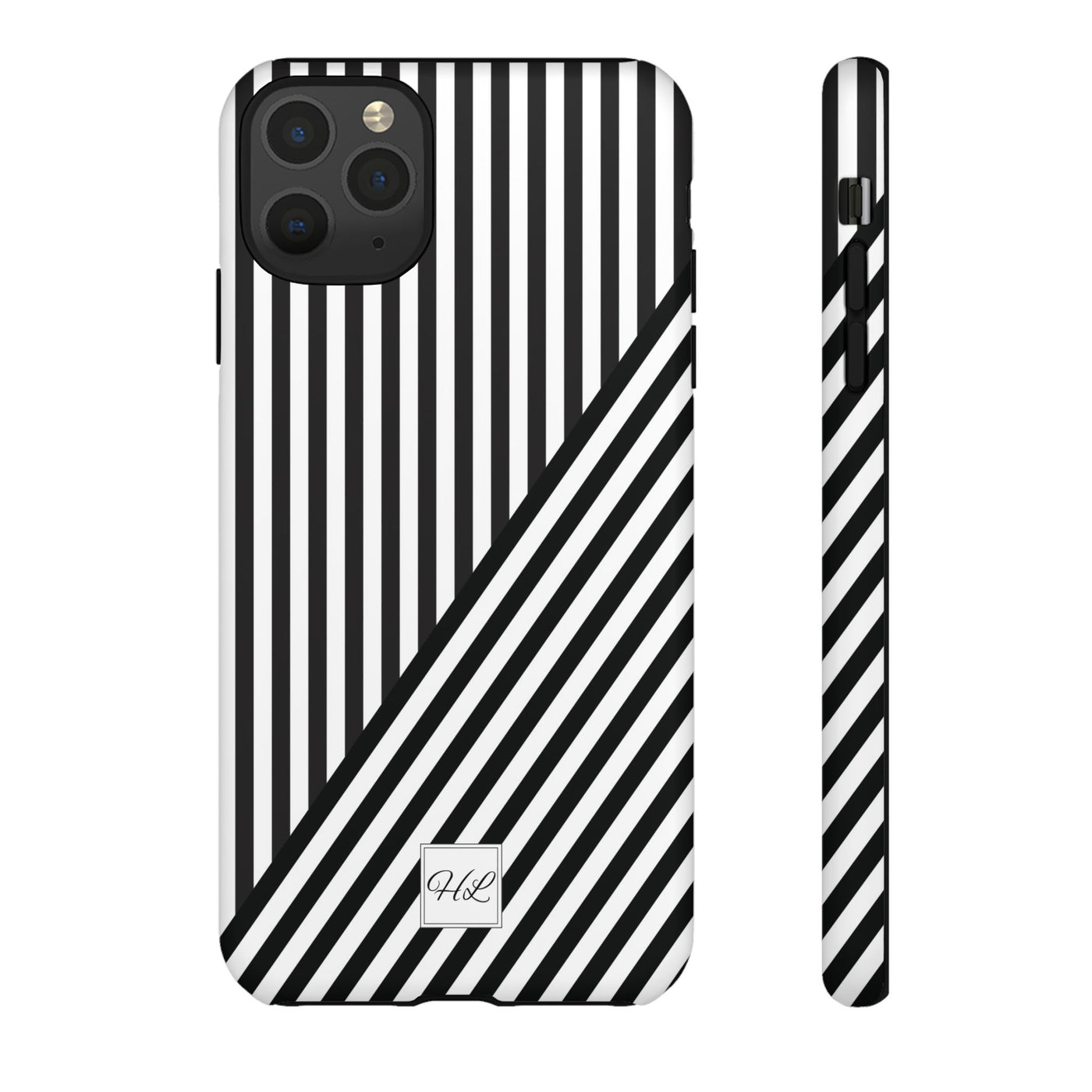 Custom Personalized Aesthetic Stripes Black White Tough Phone Case - For iPhone 17 Pro Max iPhone 16 Pro iPhone 15 Iphone 14 Plus 13 12 11 - Studio40ParkLane