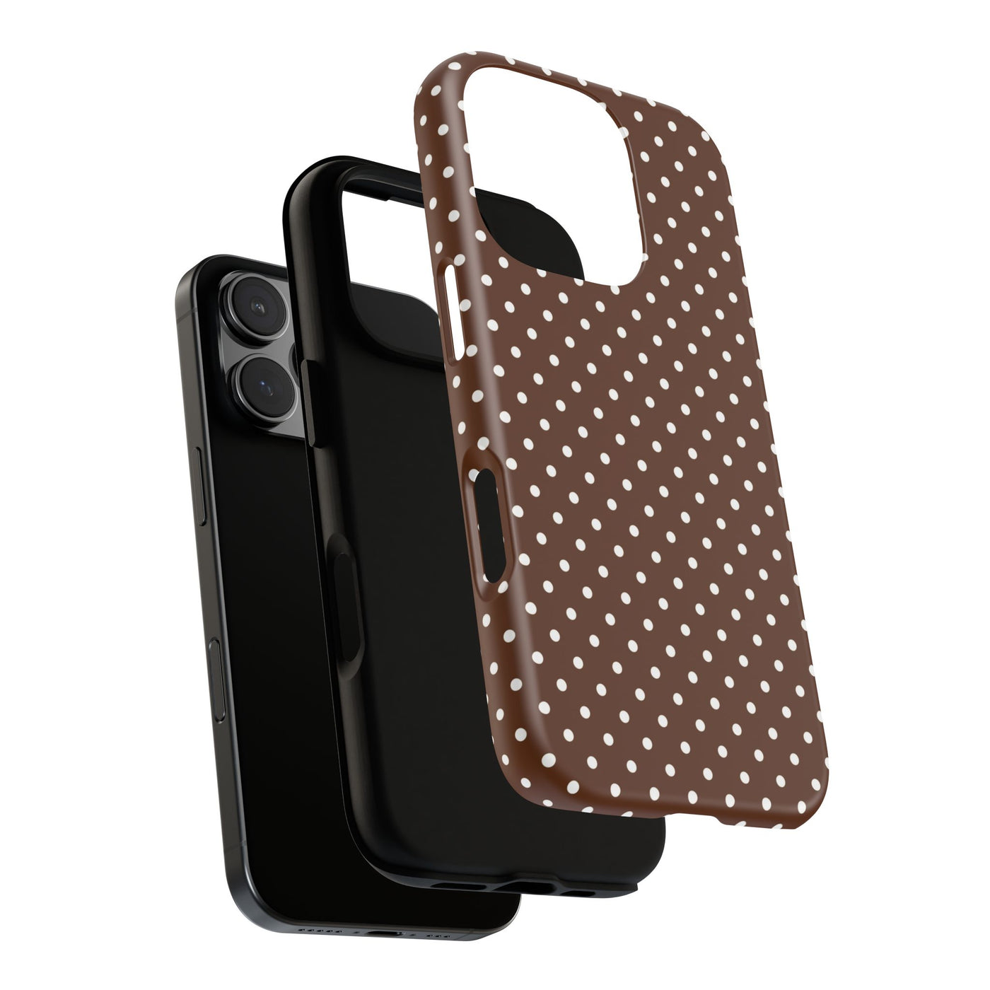 Aesthetic Tough Mocha Brown Polka Dots Premium Phone Case - For iPhone 17 Pro Max iPhone 16 Pro iPhone 15 Iphone 14 Plus 13 Pro 12 11 10 - Studio40ParkLane