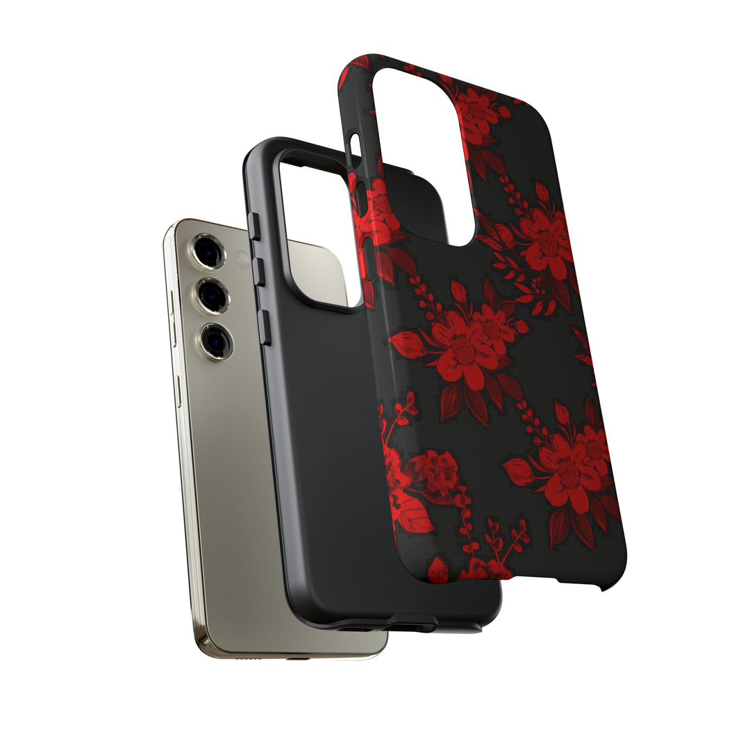 Cute Samsung Phone Case | Aesthetic Samsung Phone Case | Galaxy S23, S22, S21, S20 | Red Black Flowers, Protective Phone Case - Studio40ParkLane